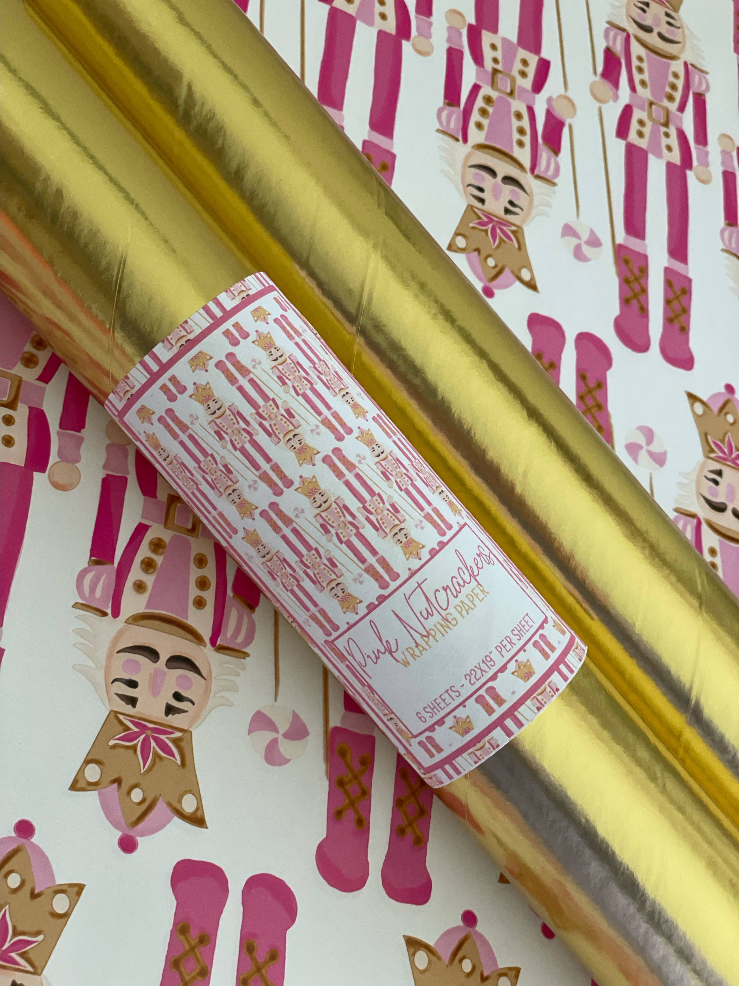 Pink House On River Road - Wholesale Flat Wrap - Nutcracker Christmas Holiday Gift Wrapping Paper10