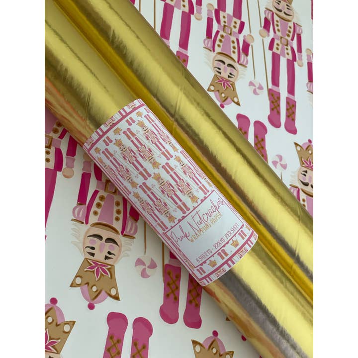 Pink House On River Road - Wholesale Flat Wrap - Nutcracker Christmas Holiday Gift Wrapping Paper10