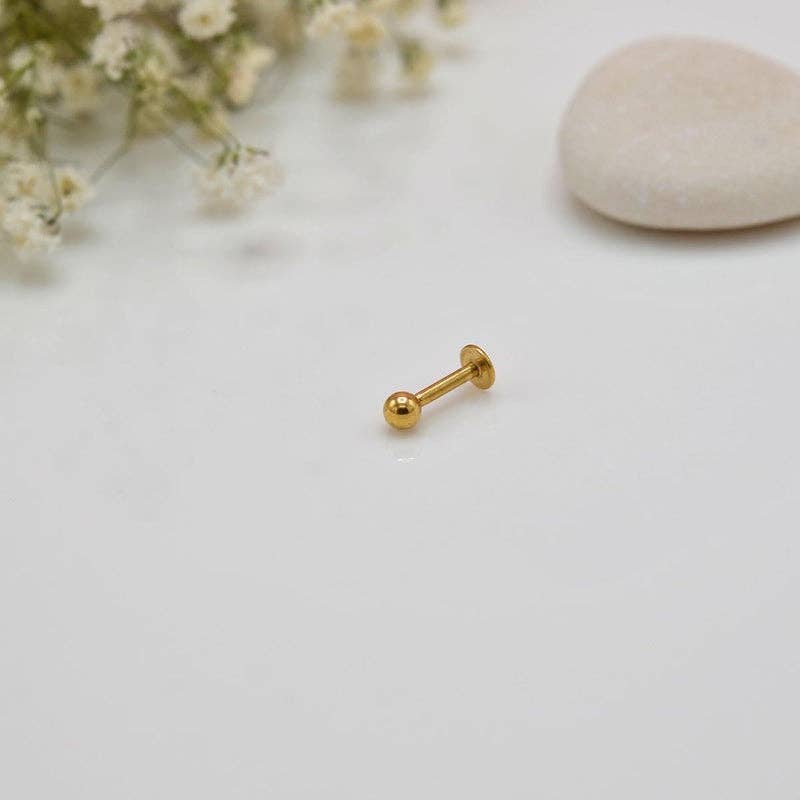 StockJWL - Venta al por mayor Pendientes de botón/aretes de poste - Pendientes de acero con cierre plano, piercing de concha, cartílago y más holograma dorado negro y color plata.2