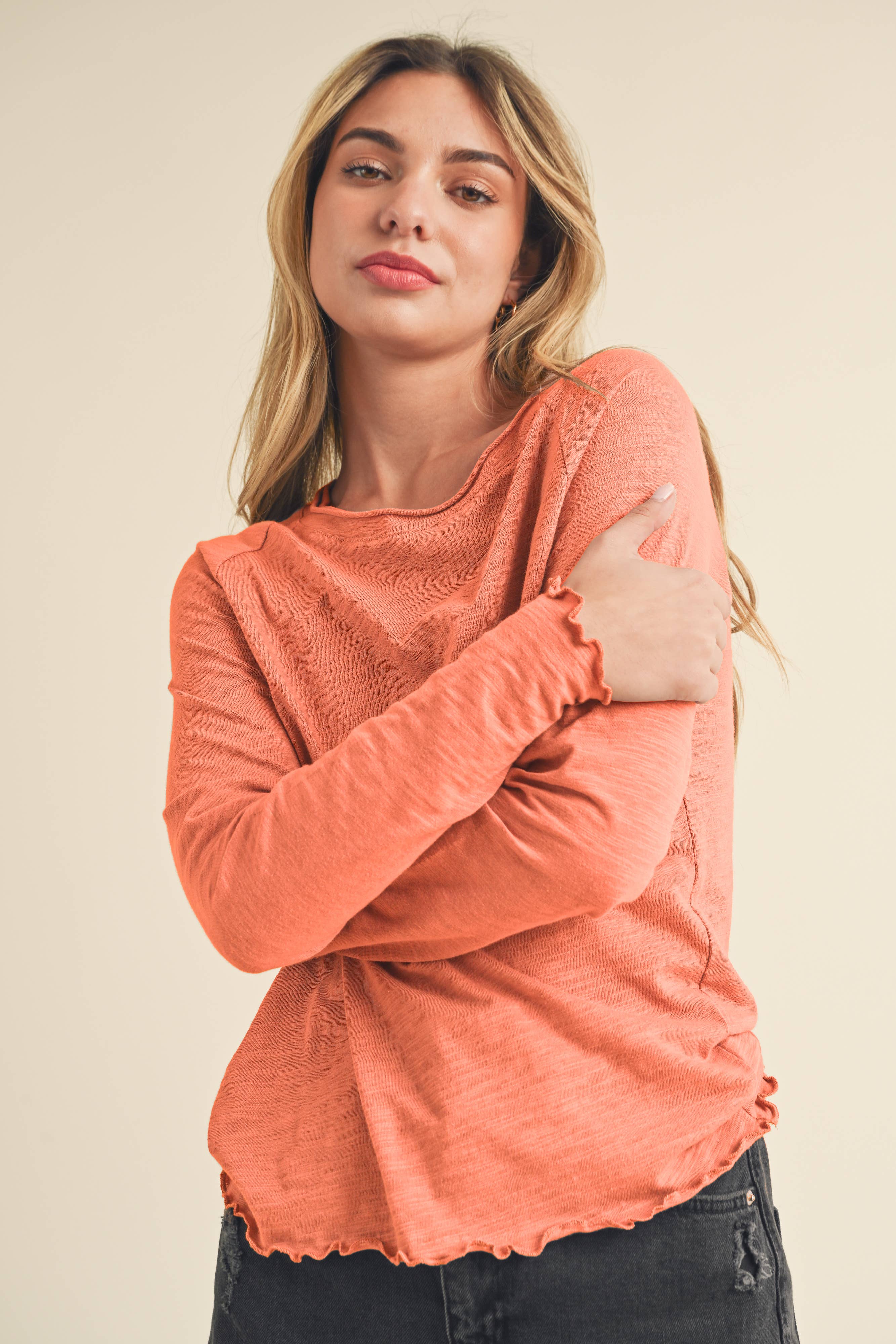 AEMI + CO - Wholesale Knit Top - Women's - 8288DN Gwen Baby Long Sleeve Top 553