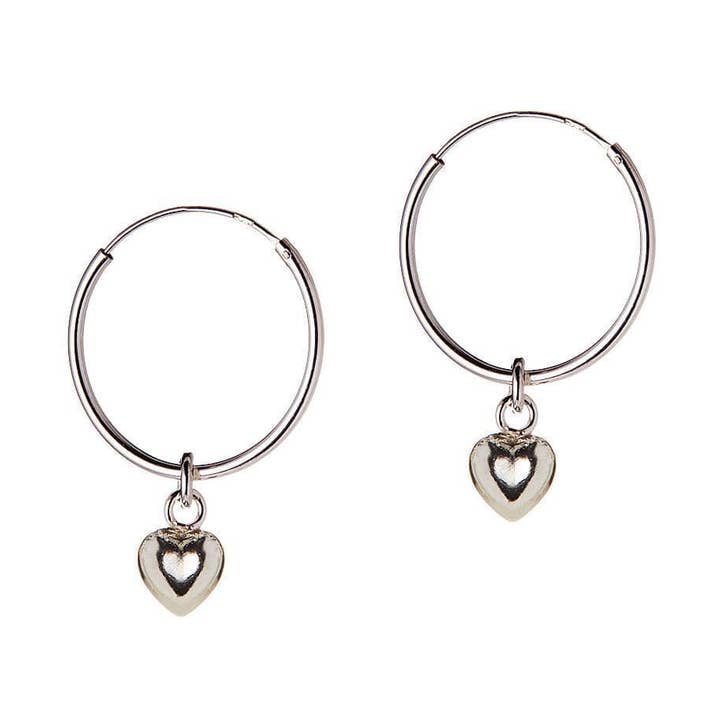 Brincos de Argola em Prata com Coração Convexo 22 MM por atacado de Juulry