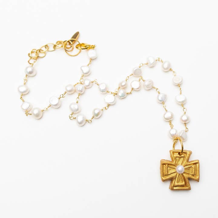 Fresh Water Pearl Chain with Anna Pearl Cross for wholesale by Hidden Truth Jewelry