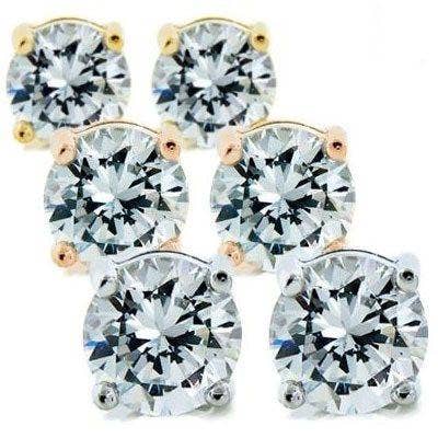 Mia 14k Gold Diamond Simulated 2Ct. Stud Earrings for wholesale by Cate & Chloe Jewelry