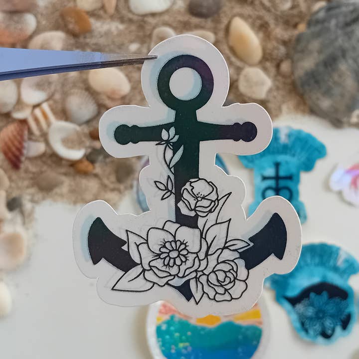 Adesivos holográficos de oceanos e barcos por atacado de La baleine qui embosse