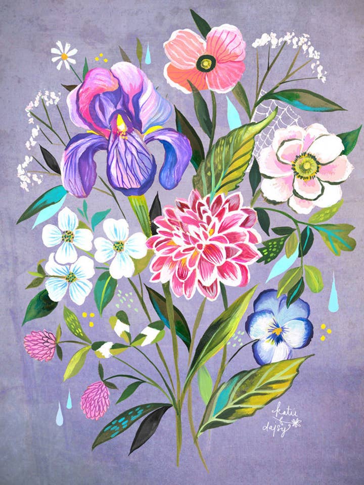 Iris-Bouquet-Druck für den Großhandel von Katie Daisy