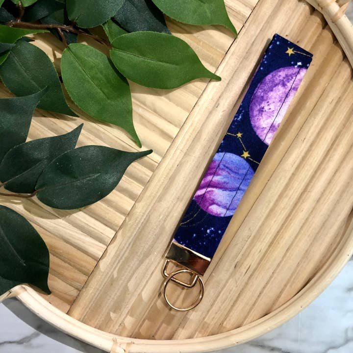 Purple Space Print Fabric Keychain, Key Fob for wholesale by MDStickerShop