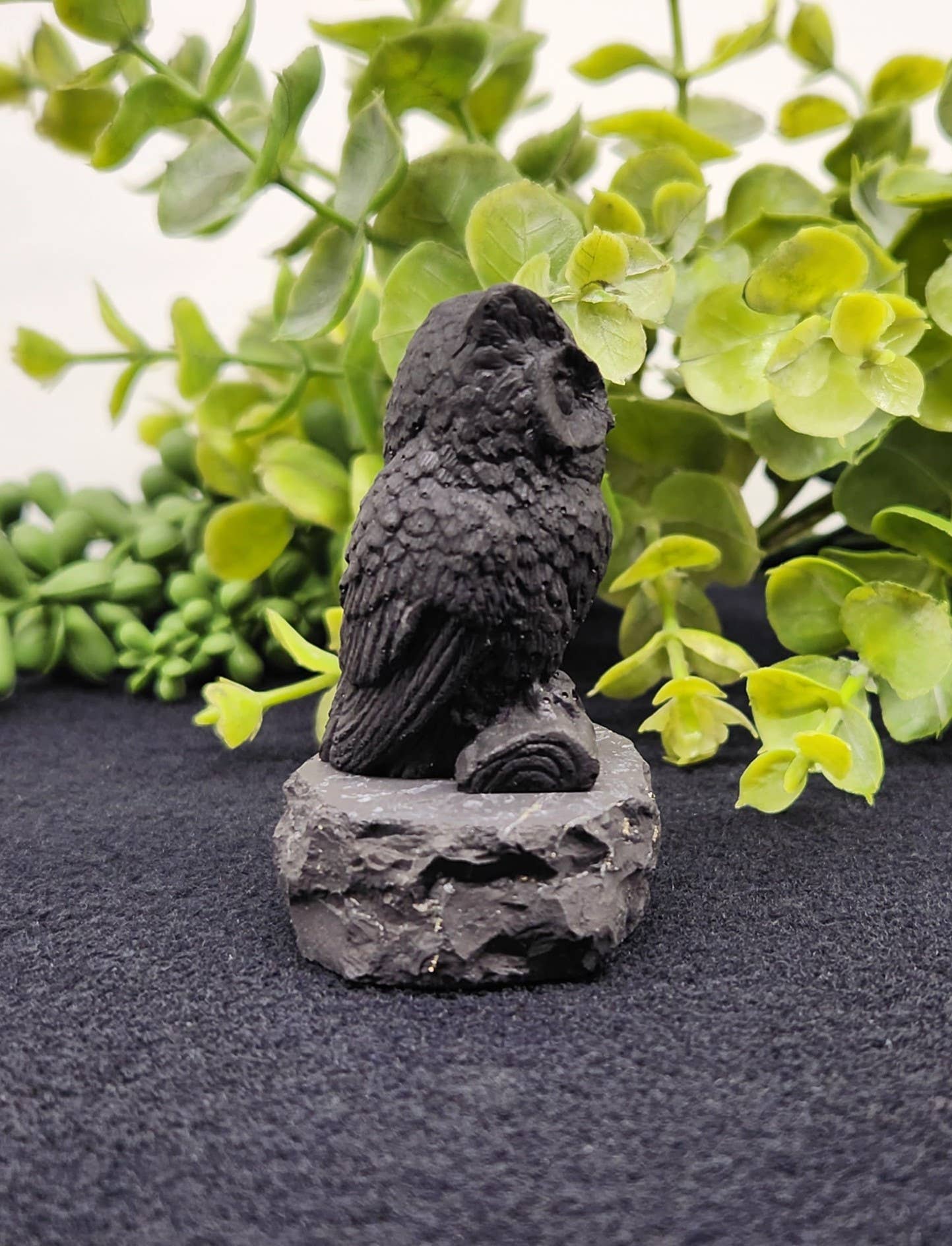 Meraki Gemstones - Vente Figurine décorative - Figurine Hibou de Face en Shungite (5,7 x 4,4 x 5,7 cm)2