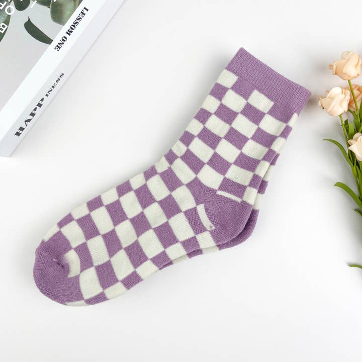 mildstyles – Meias - Mulher por atacado – Meias xadrez de algodão penteado para mulher no meio da pantzerro3