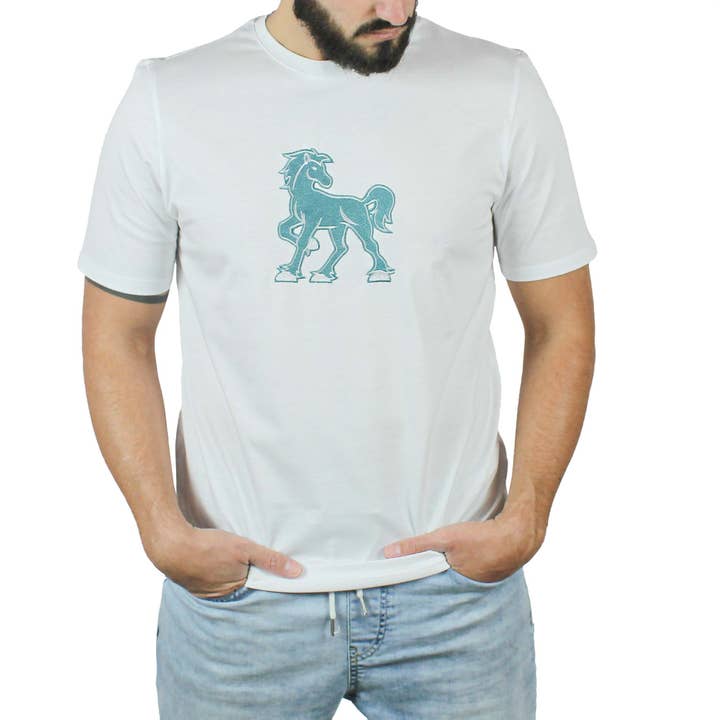 Gruppo Quinto Srls - Wholesale T-Shirt - Men's - White T-shirt with Vinto embroidery2