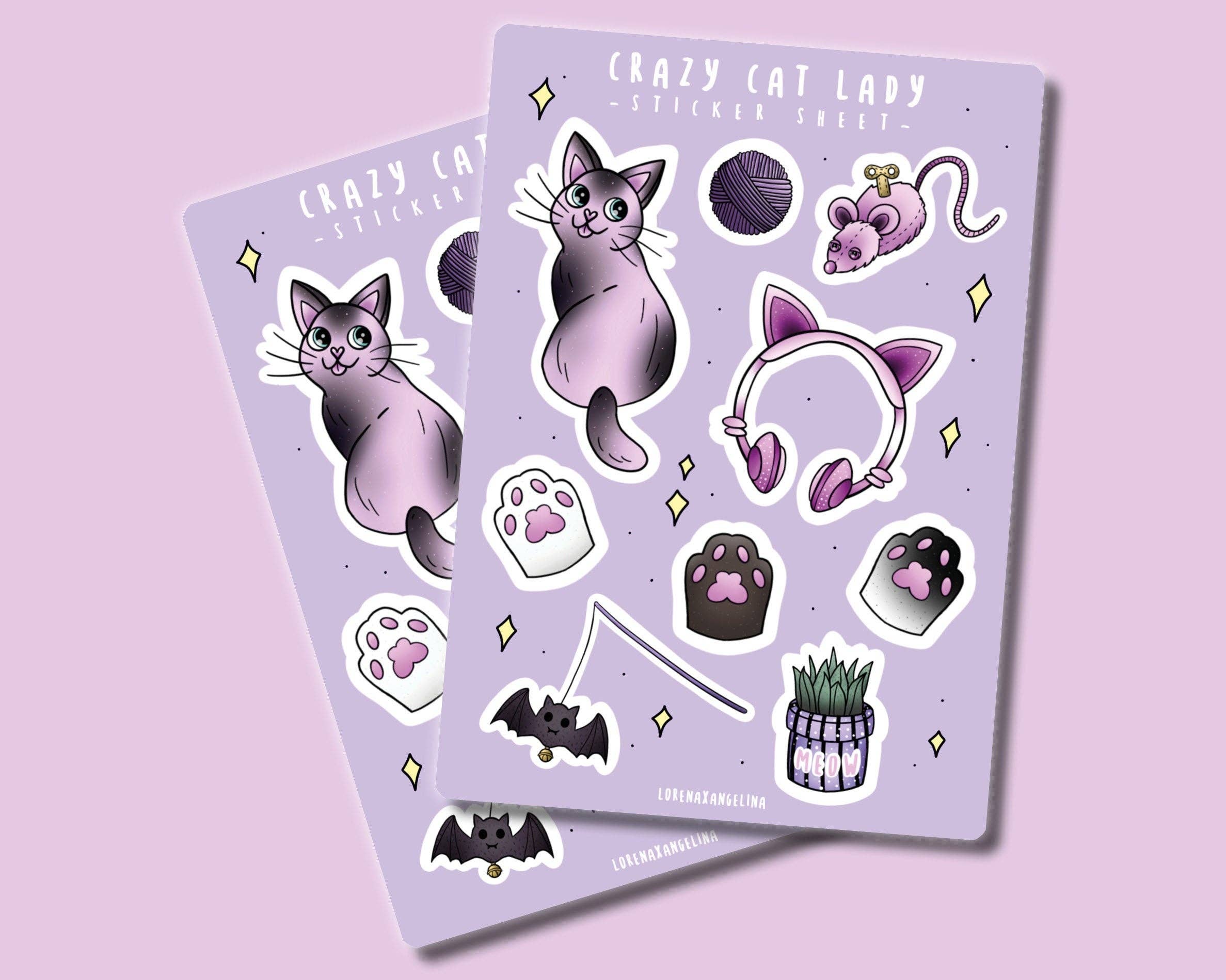 LorenaxAngelina - Wholesale Sticker - Crazy Cat Lady sticker sheet2