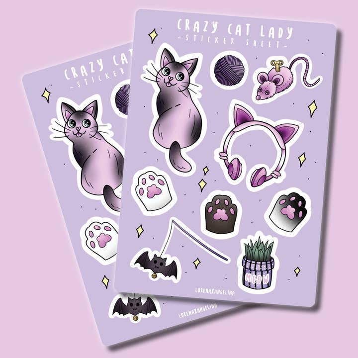 LorenaxAngelina - Wholesale Sticker - Crazy Cat Lady sticker sheet2