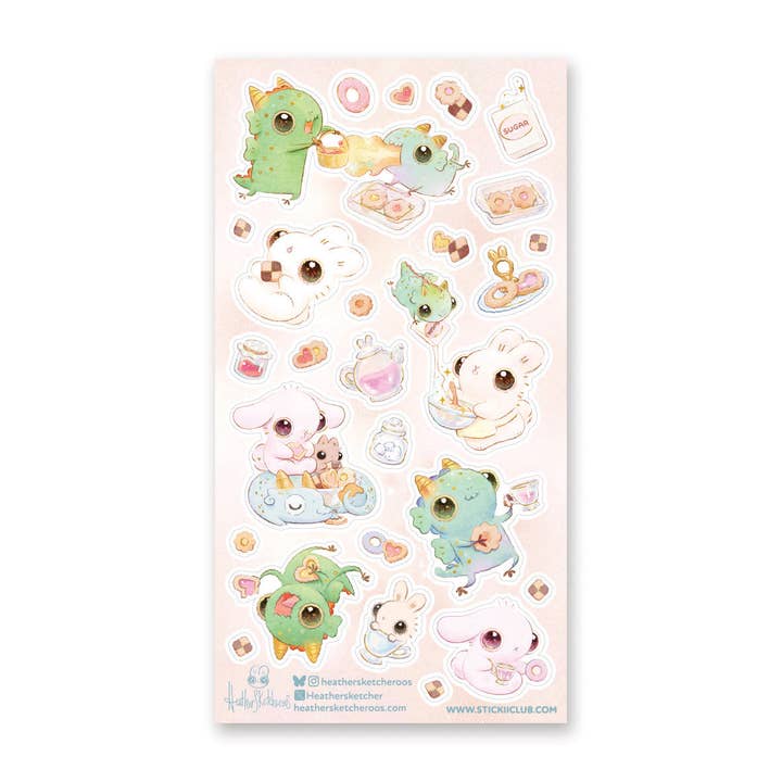Bunnehs & Dwagons Cookie Magic Sticker Sheet for wholesale by STICKII