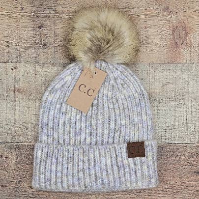 Treasure Bank - Wholesale Beanie - Women's - C.C Winter Hat, Classic Rib Beanie with  Faux Fur Pom3