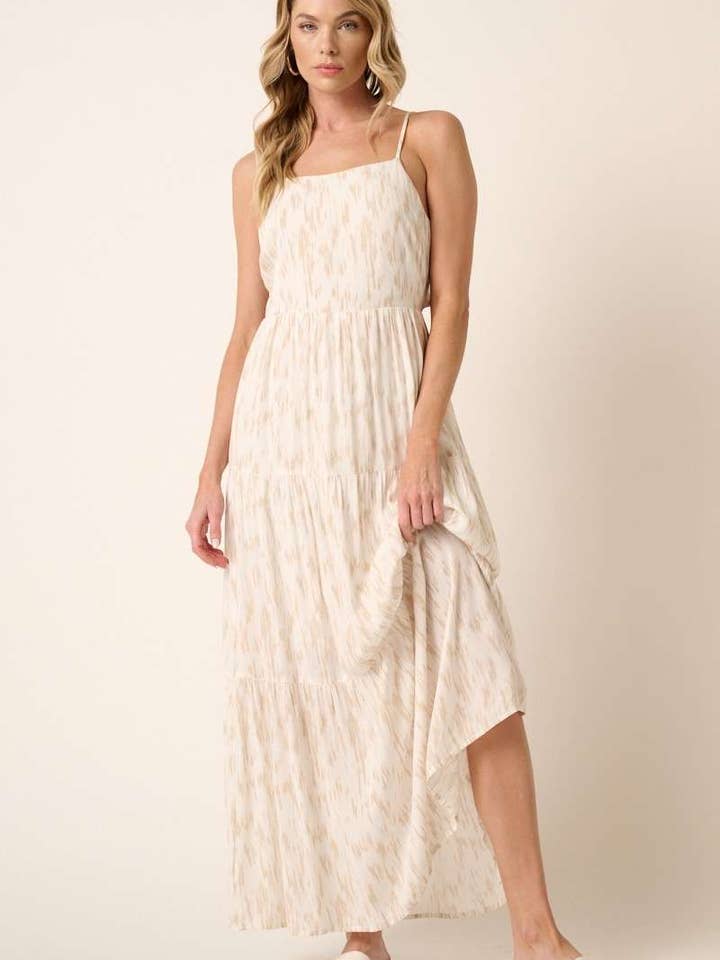 mittoshop - Wholesale Dress - Women's - H42980-PAINT PRINT SQUARE NECK MAXI DRESS