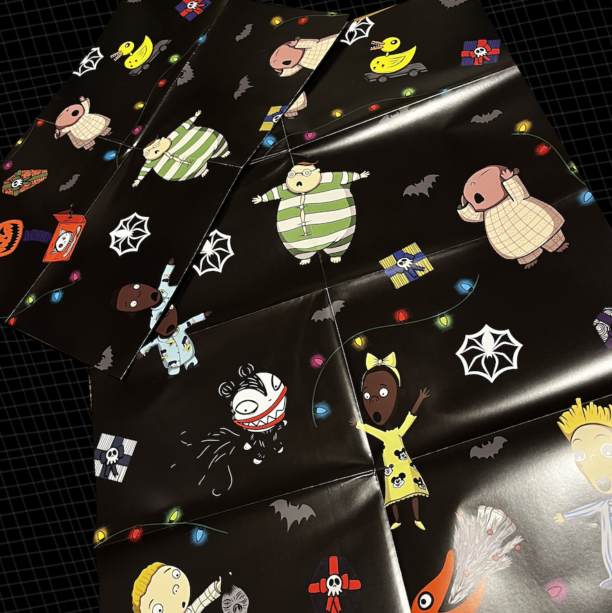 October 31st – Engroshandel Gavepapir – Bange børn og mareridtslegetøj julegavepapir0