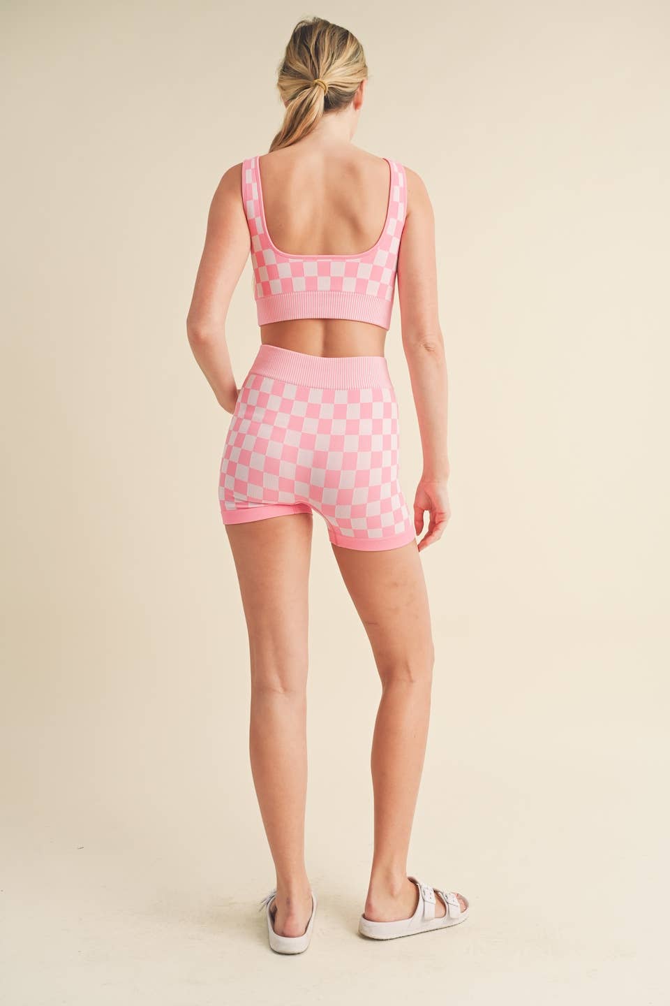 KIMBERLY C - Wholesale Activewear Set - Women's - Checkmate Cropped Two Piece Set87