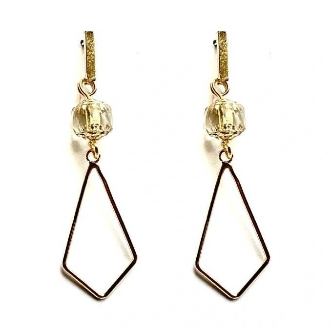 Triângulos Dourados + Missangas Catedral de Fogo Polido por atacado de Wood + Feather Designs