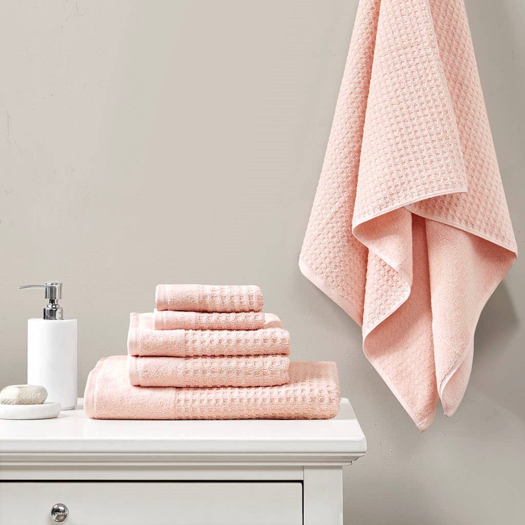 Olliix - Wholesale Towel Set - Spa Waffle 6-Piece Bath Towel Set [Certified], Pink0