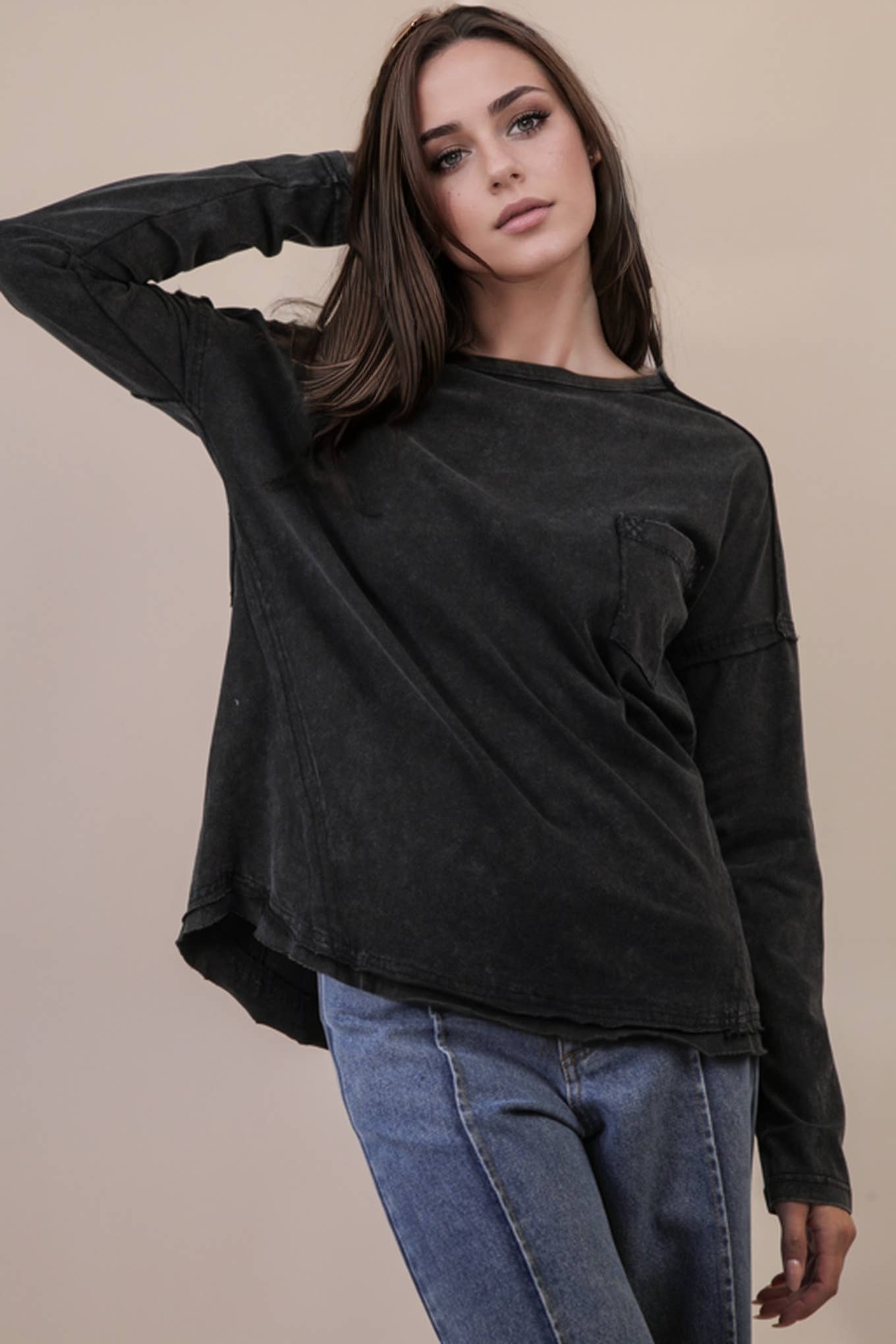 VERY J - Wholesale Knit Top - Women's - NT11817-Mineral Washed Casual Knit Top5