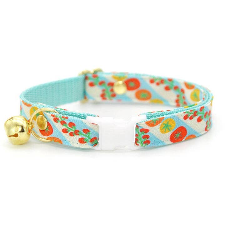 Made By Cleo - Wholesale Pet Collar - Cat - "Tomato Trellis" - Garden Fruit & Veggies Cat Collar