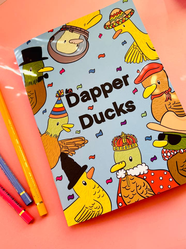 Dapper Ducks Illustrated A5 Colouring Book for wholesale by Pixiecraft