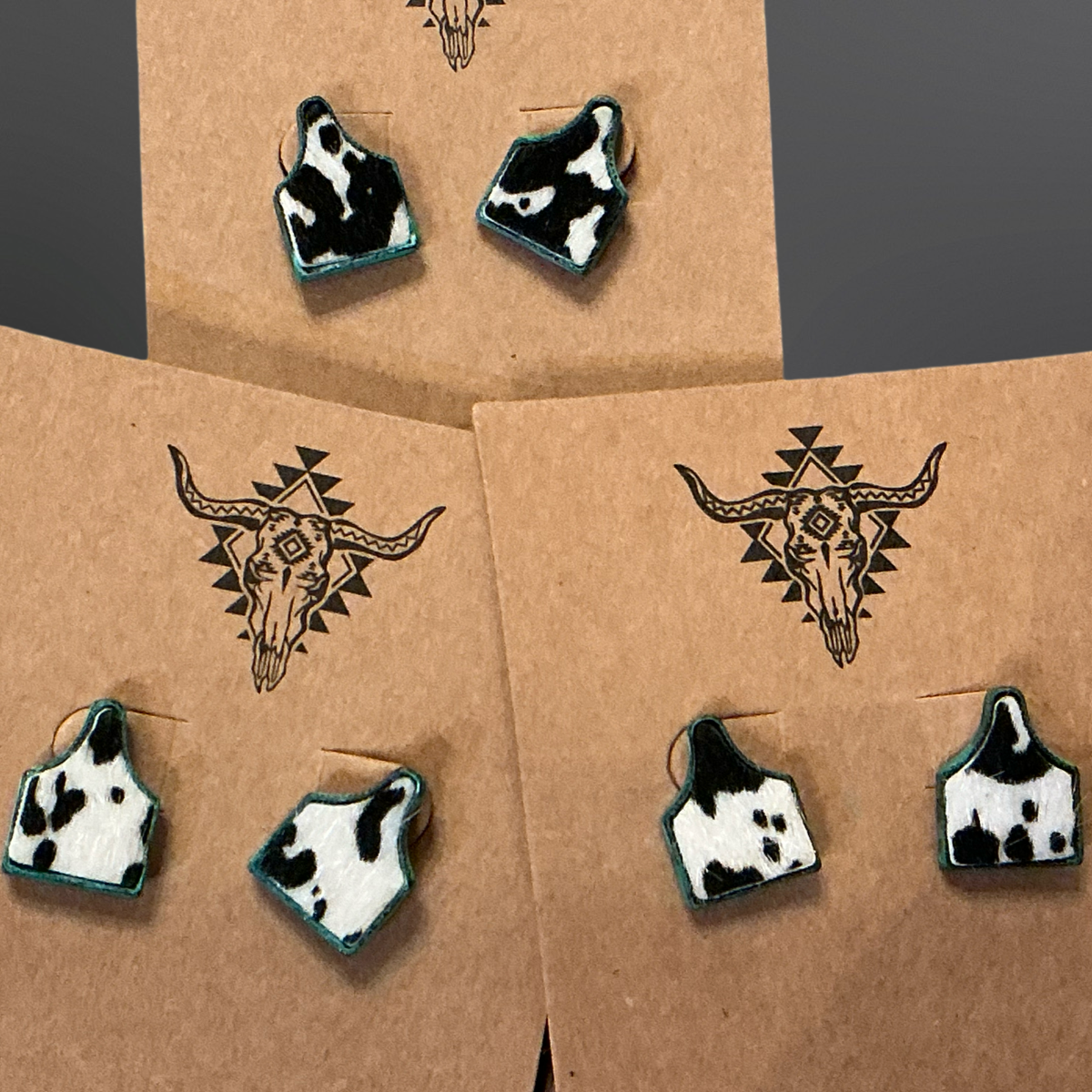 Westrian International - Wholesale Stud/Post Earrings - Faux Cowhide Cow Tag Earrings2