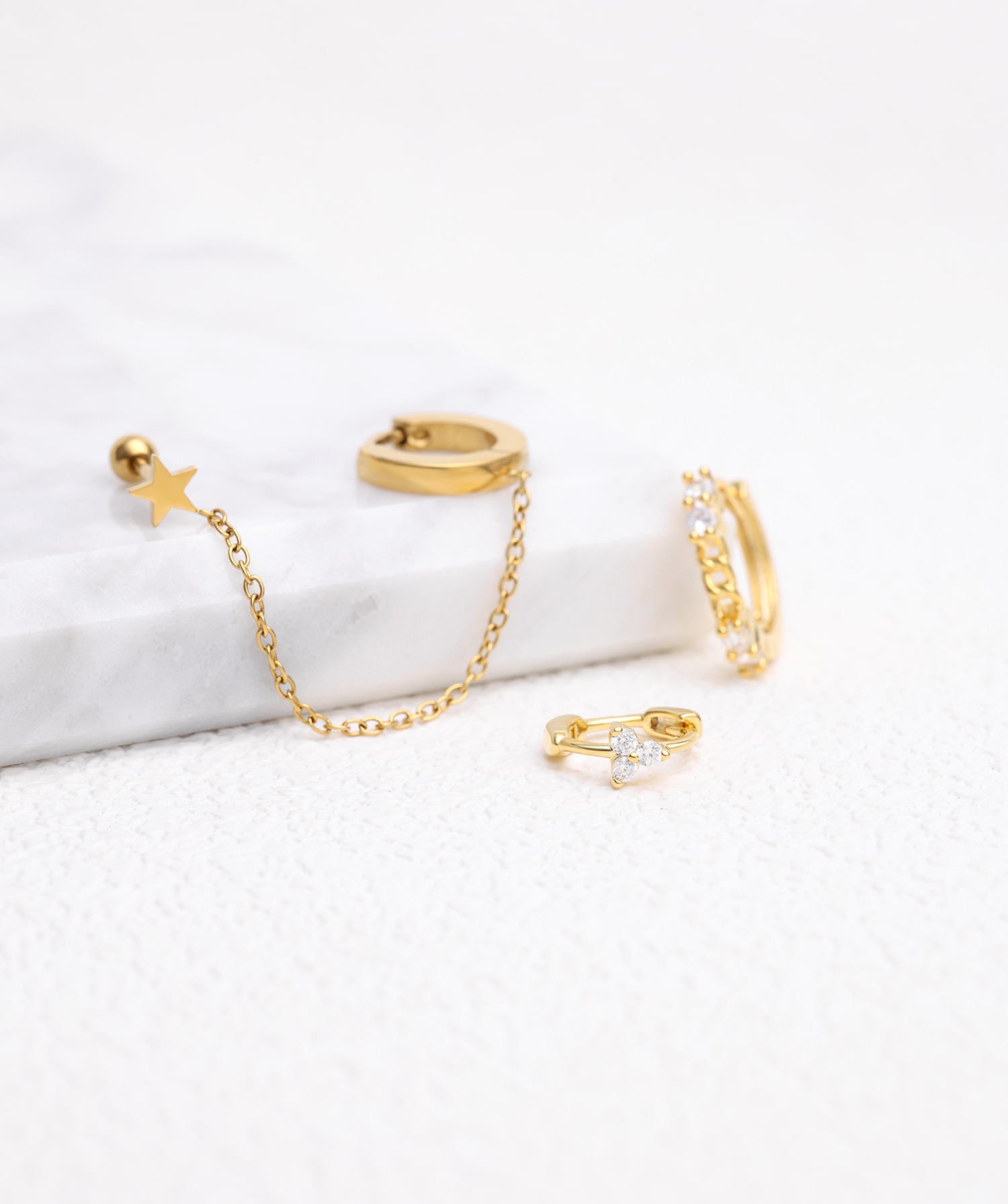 oumo jewelry - Wholesale Huggie Earrings - Chain-Shaped Gemstone Hoop4