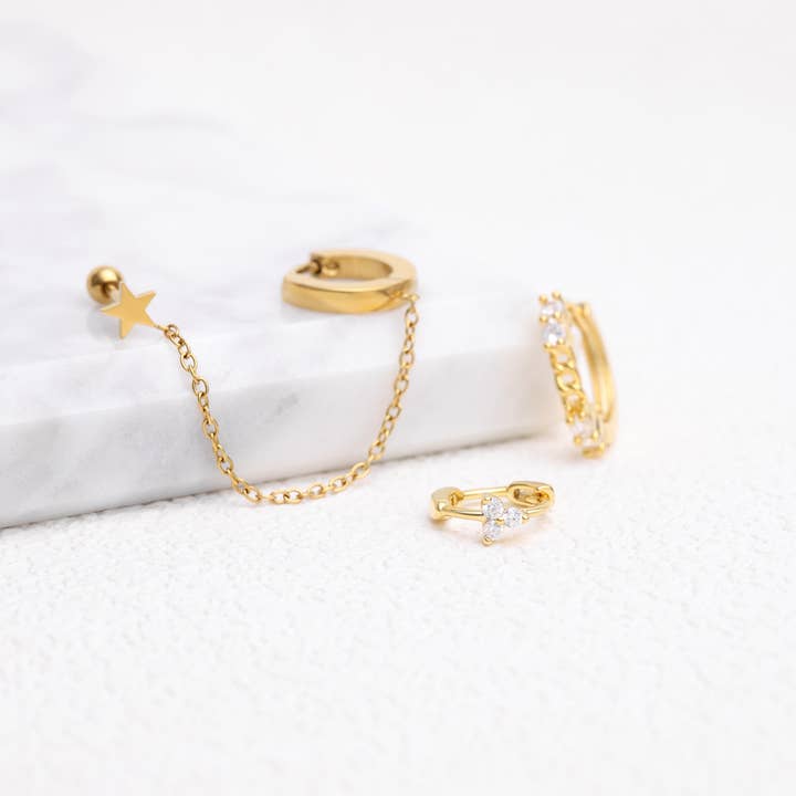 oumo jewelry - Wholesale Huggie Earrings - Chain-Shaped Gemstone Hoop4