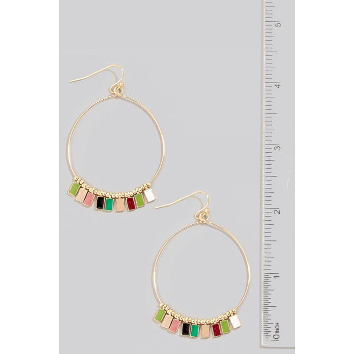 The Looks by Fame Accessories - Wholesale Dangle Earrings - Epoxy Charms Hoop Dangle Earrings