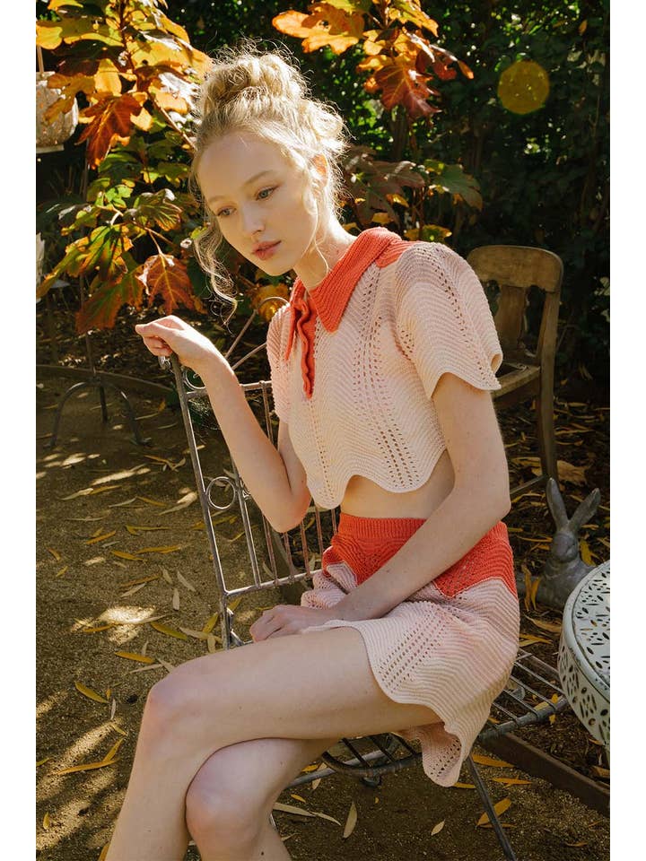 STORIA - Wholesale Skirt - Women's - HS1176- Waved Crochet Mini Skirt3