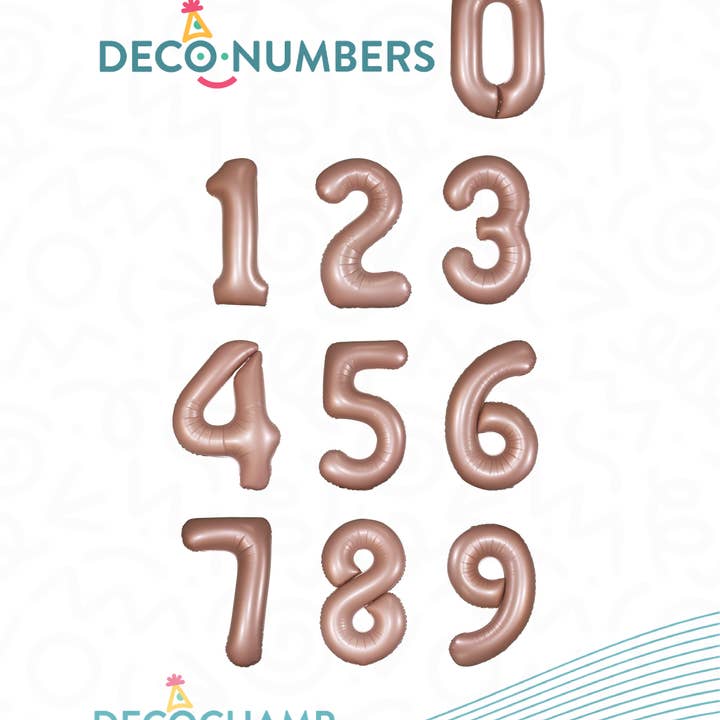 DecoChamp Dusty Rose Foil Number Balloons (0 to 9) - 34 in. for wholesale by THE BALLOON HUB