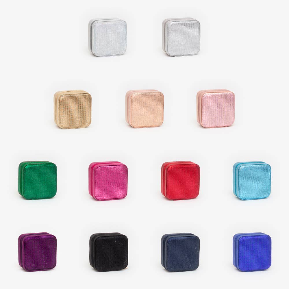 Sensibling Corp. - Wholesale Jewelry Box/Organizer - Bling Studded Square Travel Jewelry Organizer Box
2