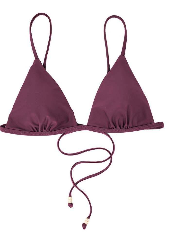 Women's Triangle Bikini Top Plum (TINA Mangosteen) for wholesale by Serei Swim