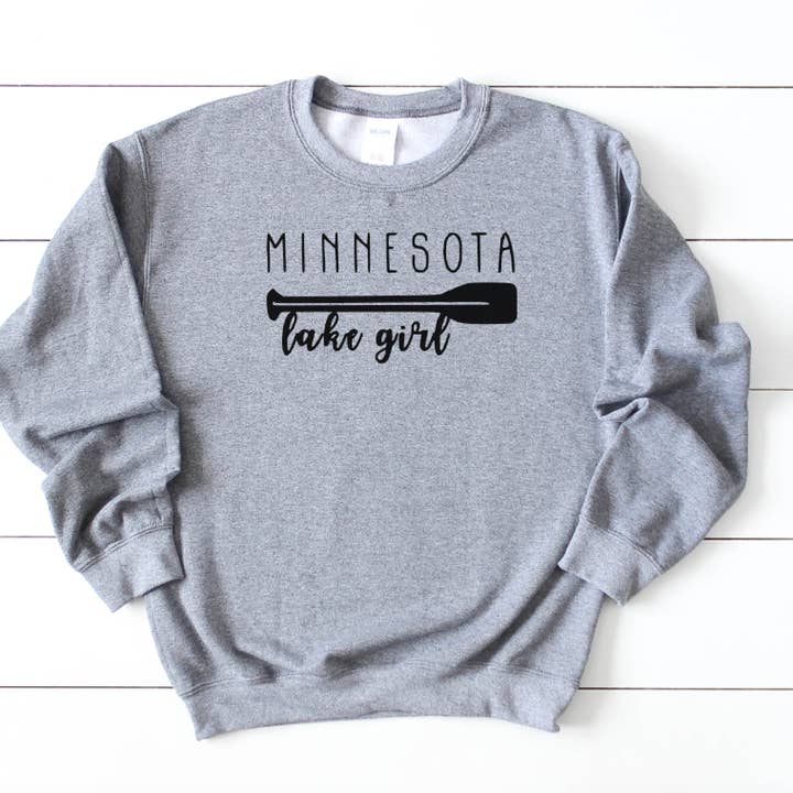 MN LAKE GIRL SWEATSHIRT for wholesale by M.B. Paper Design
