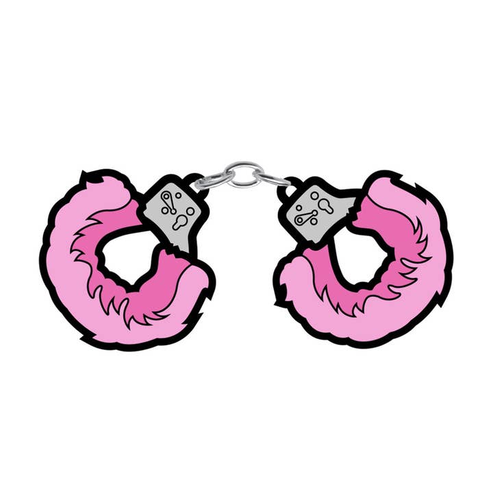 Fuzzy Handcuffs Large Enamel Pin, EPT-013 for wholesale by Wood Rocket Products
