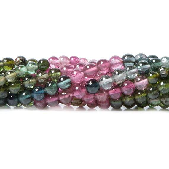 Beads of Cambay - Wholesale Kralen - 3mm meerkleurige toermalijn kralen effen rond 14,5 inch 115 stuks