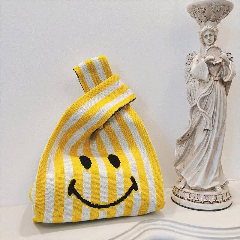 Bewaltz - Wholesale Tote Bag - Women's - Dainty Tote- Stripes Smiley Yellow0