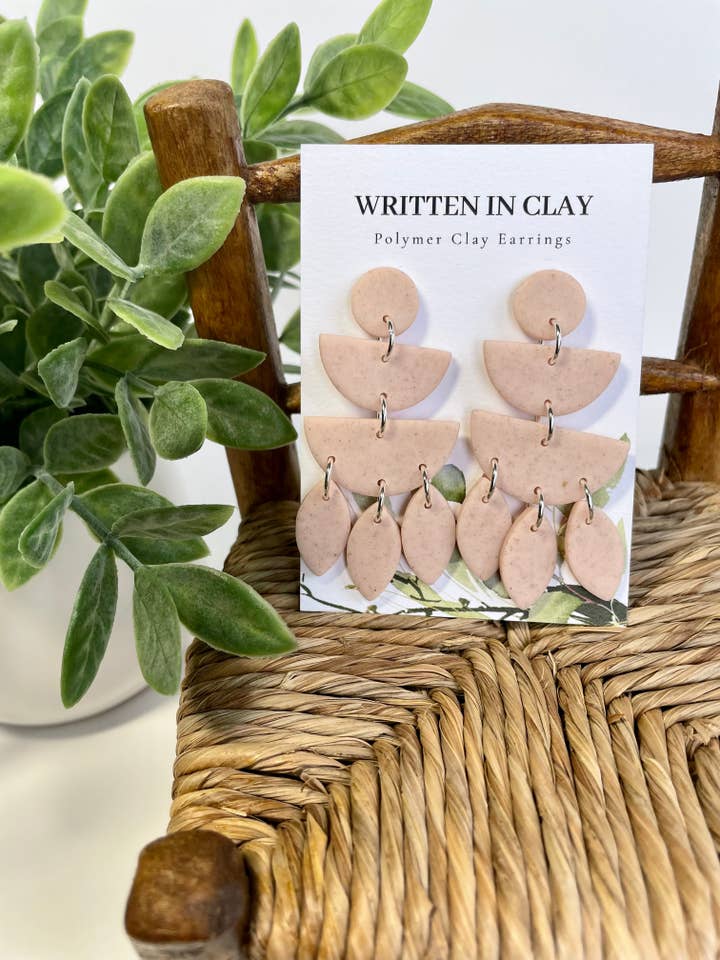 Bird Dangles in Light Pink w/ Gold Flakes for wholesale by Written In Clay