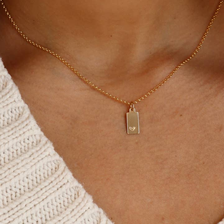 Token Jewelry - Wholesale Pendant/Charm Necklace - Mini Tag Necklace with Heart