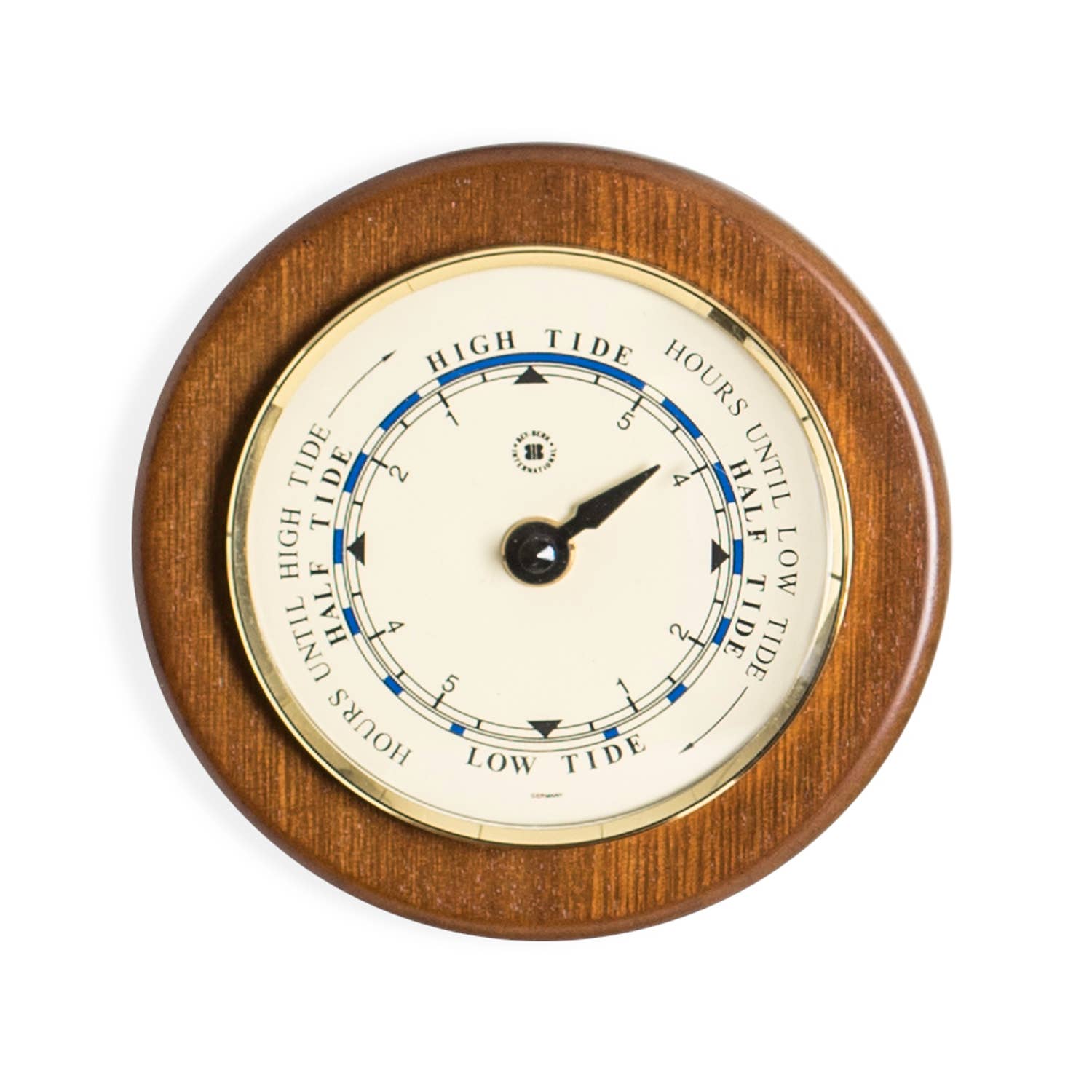 BeyBerk International - Wholesale Desk Clock - Tide Clock on 5" Cherry Wood with Brass Bezel
