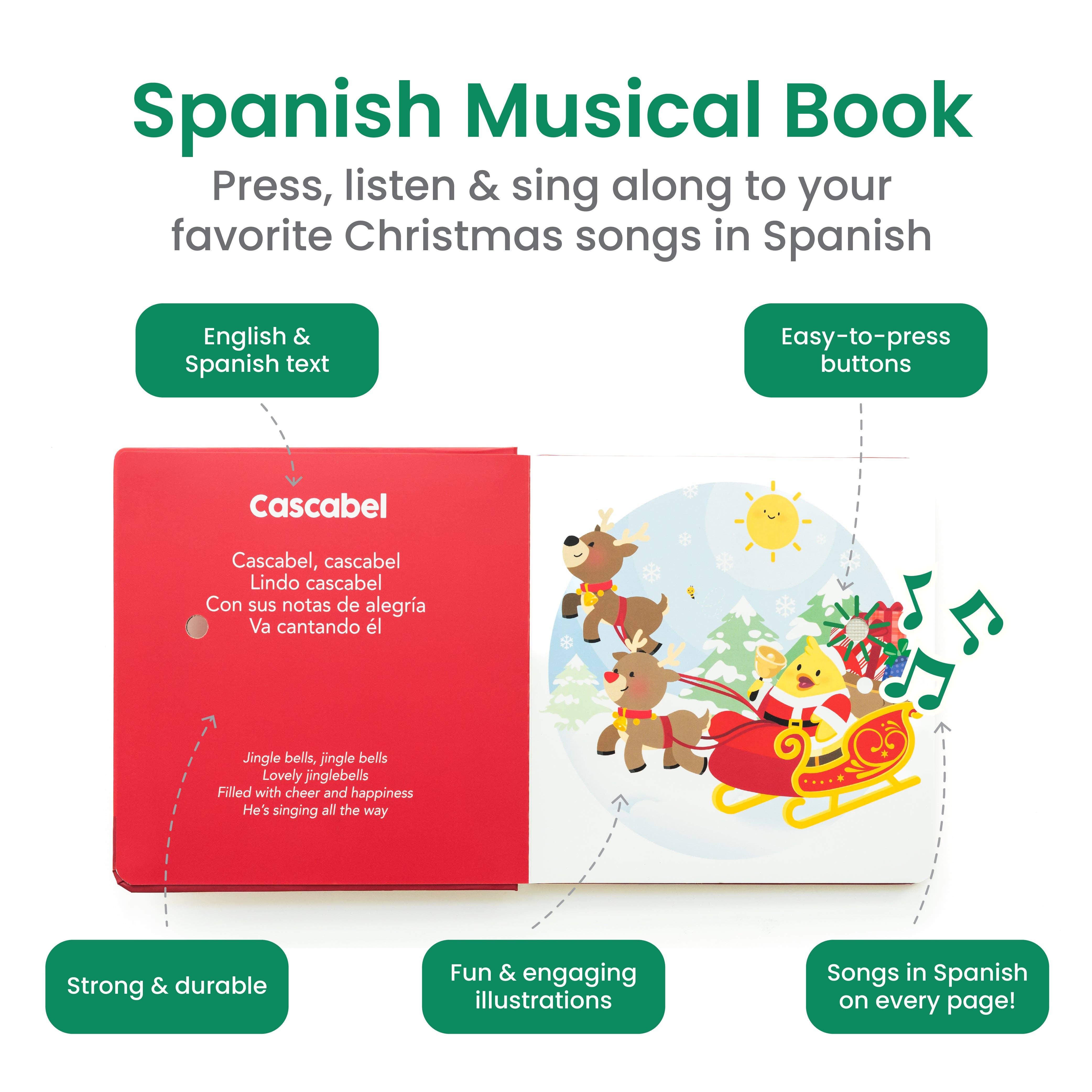 Binibi - Wholesale Preschool Book (3-5) - Bilingual Christmas Musical Book: Spanish Christmas Song1