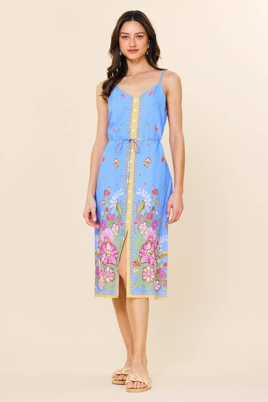 SKIES ARE BLUE - Wholesale Dress - Women's - Sleeveless Border Print Maxi Dress11