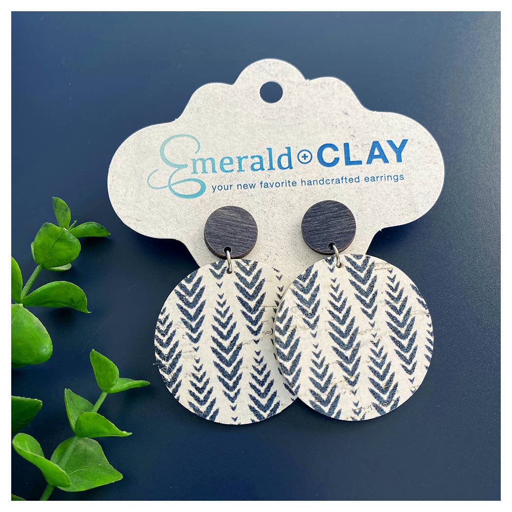 Emerald and Clay - Vendita all'ingrosso Orecchini pendenti - Cork Circle + Palo in legno8