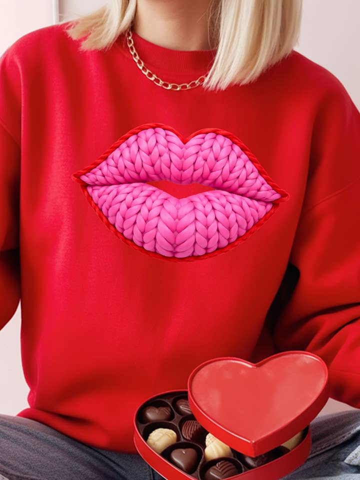 Crochet Kiss Sweatshirt - Gildan Softstyle for wholesale by Rainwater Designs