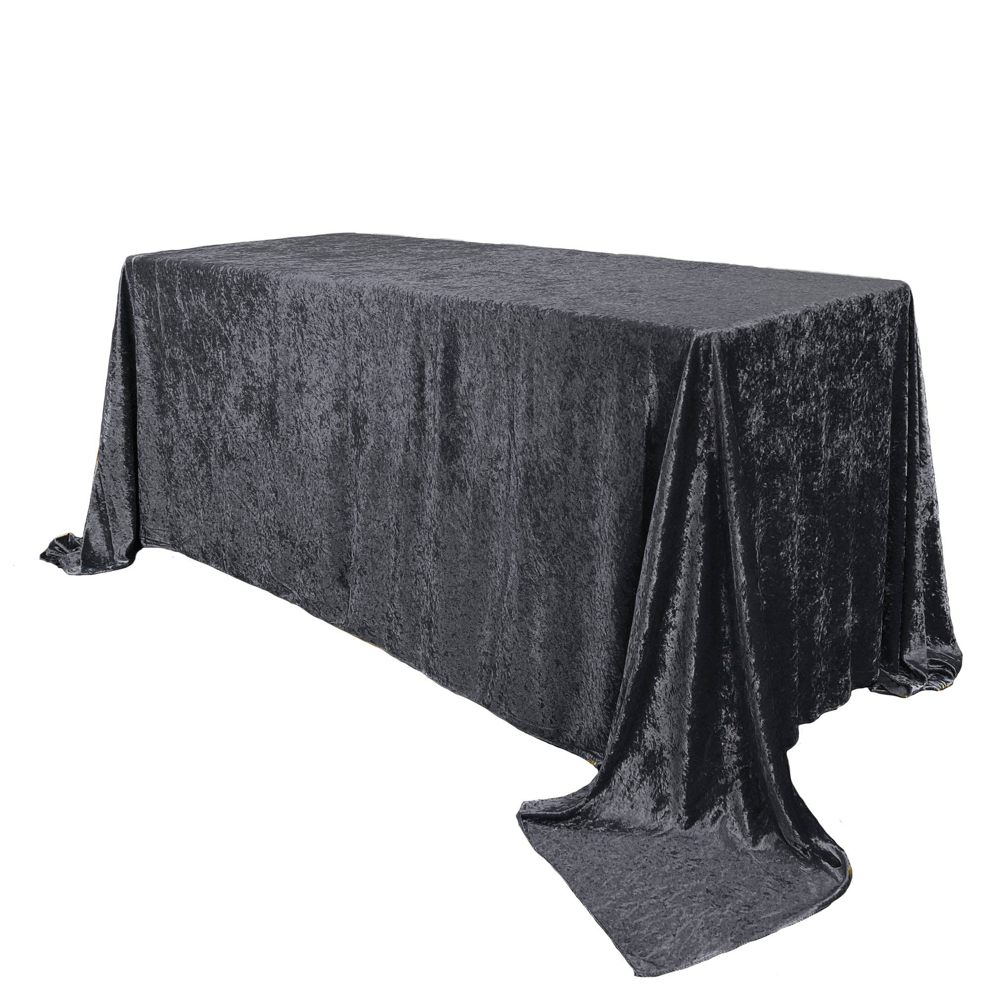 YOUR CHAIR COVERS - Wholesale Tablecloth - 90 x 156 Inch Rectangular Crushed Velvet Tablecloth Black0