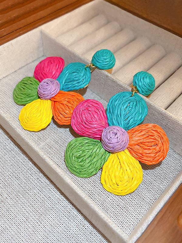 COLORATO Orecchini pendenti colorati a forma di fiore in vendita all'ingrosso su Faire6