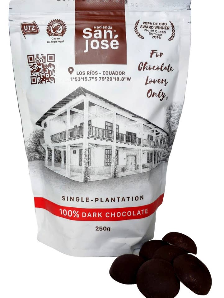 100% Dark Chocolate Classic Discs for wholesale by Hacienda San Jose Chocolate