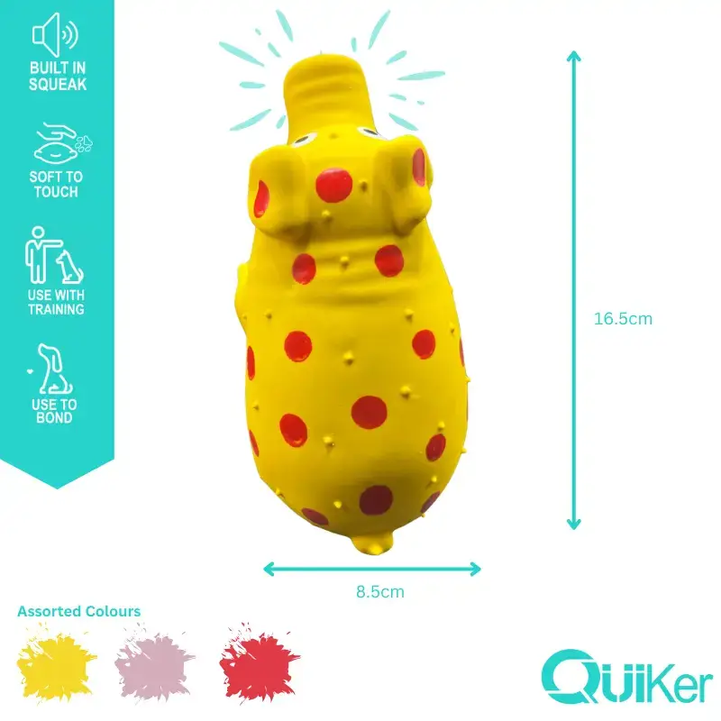Quiker Pet Products – Squeaky Toy - Cão por atacado – Brinquedo para Cão em Látex em Forma de Porco a Apitar - Pack de 6 Unidades3