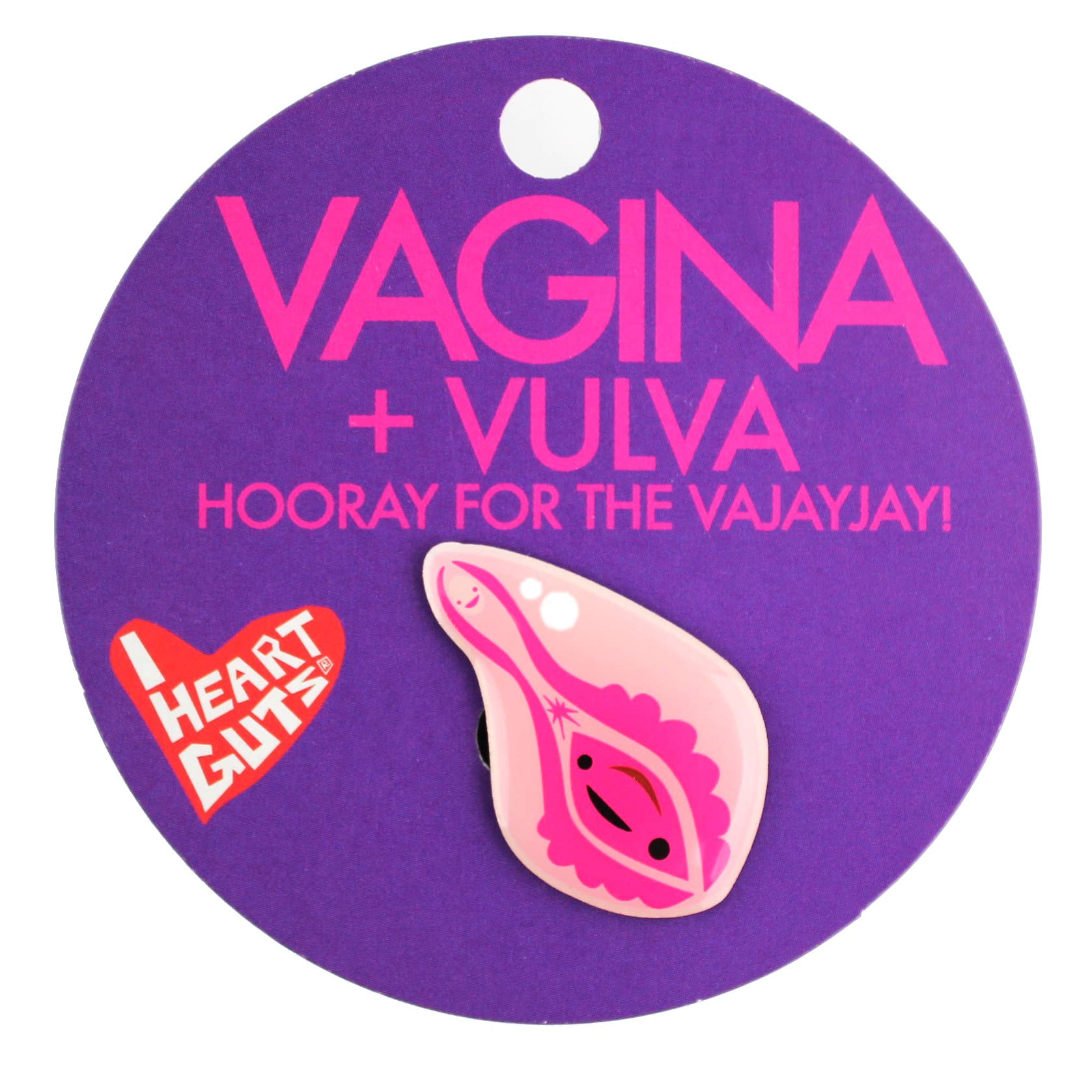 I Heart Guts | Organ Plushies Wholesale - Wholesale Lapel Pin/Button - Vagina + Vulva Lapel Pin - Hooray for the Vajayjay!3