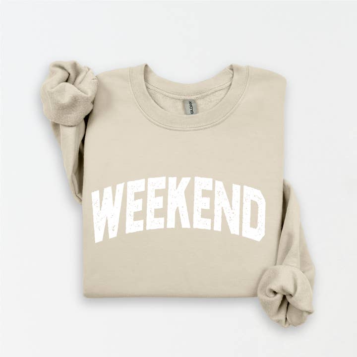 Three Girls Shop - Wholesale Graphic Sweatshirt - Women's - WEEKEND Fleece Graphic Sweatshirt 14